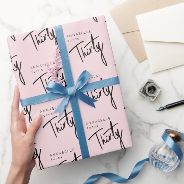 Skript för  rosa i 30års födelsedag presentpapper (Gifting)