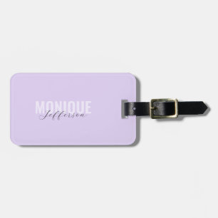 Skript för snyggt Monogram Modern Lilac Lavender N Bagagebricka