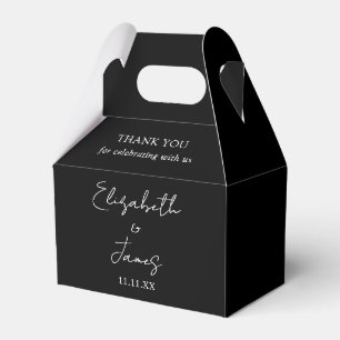 Skript för svart och vit Elegant Bröllop Tack Presentaskar