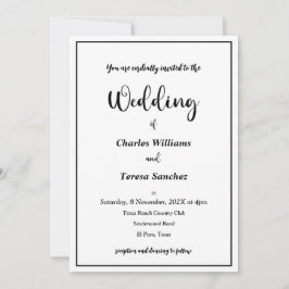 Skript för svart och vit Elegant Inbjudningar