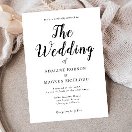 Skript för svartvit Elegant, Bröllop Inbjudningar