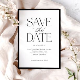 Skript för svartvit kalligrafi med enkel Elegant Spara Datumet