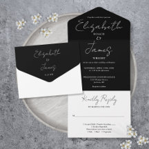 Skript för svartvit minimalistisk Elegant Bröllop