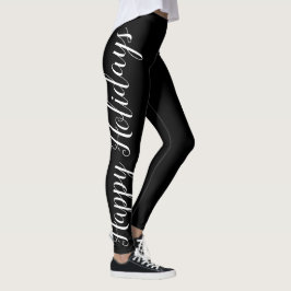 Skript för svartvitt Glad helg Leggings