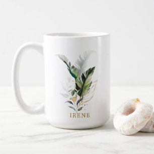 Skript för Tropical Watercolor Foliage Guld Kaffemugg