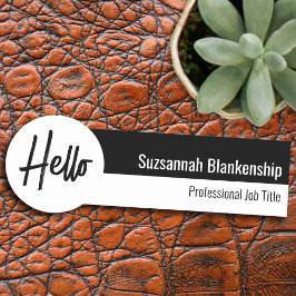 Skript för vit och svart Hej för professionell Namnbricka