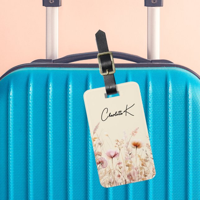 Skript för Wildblomme rosa beige kräm namn Bagagebricka (Skapare uppladdad)