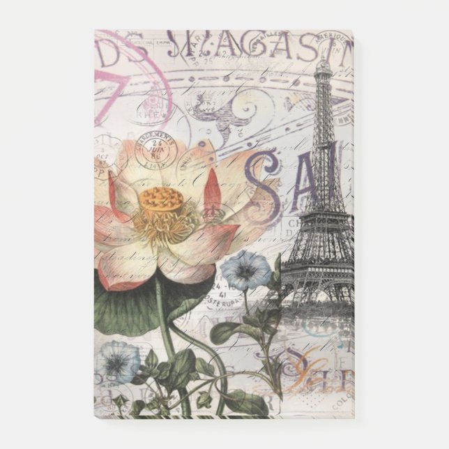 skript fransk botanical lotus paris eiffel torn post-it block (Framsida)