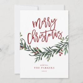 Skript God Jul Grönska Foto Julkort