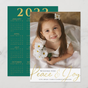 Skript Guld PEACE OCH JOY Photo 2022-kalender Julkort