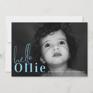 Skript Hej Namn Blue Boy Minimalist Photo Baby Meddelande