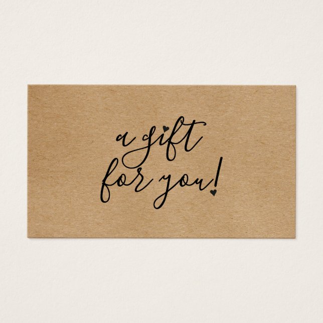 Skript hjärtan rustik kraft presentkort visitkort (Framsidan)