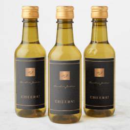 Skript i Black guld personlig initialer namn Vinetikett