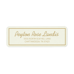 Skript i Modern Ivory Cream Guld Returadress Etikett