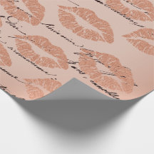 Skript Kiss Läppar Makeup Peach Guld Brev