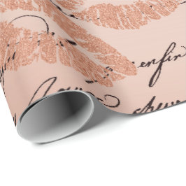 Skript Kiss Läppar Makeup Peach Guld Brev Presentpapper