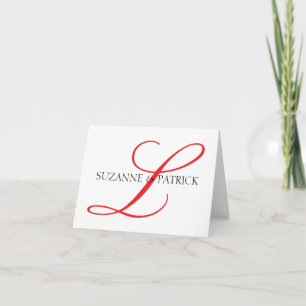 Skript L Monogram Notecard (röd/svart) Anteckningskort