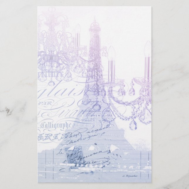 skript lila chandelier paris eiffel torn brevpapper (Framsida)
