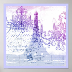 skript lila chandelier paris eiffel torn poster