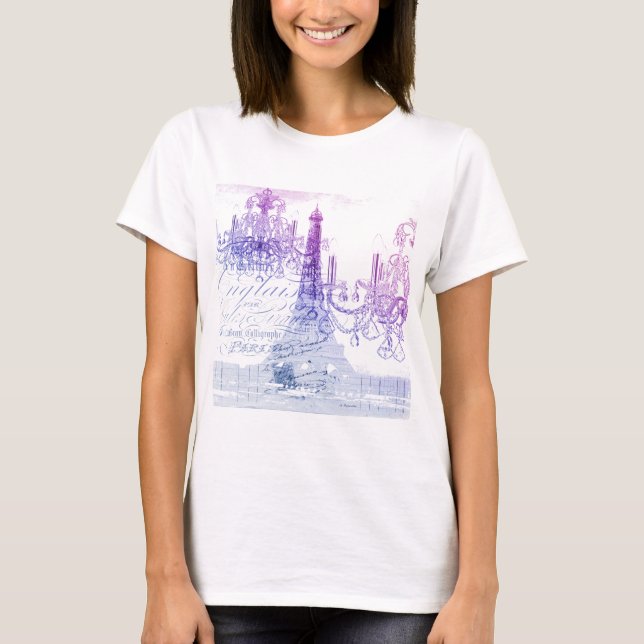 skript lila chandelier paris eiffel torn t-shirt (Framsida)