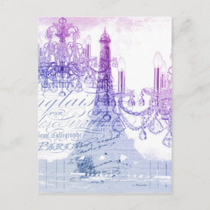 skript lila chandelier paris eiffel torn vykort