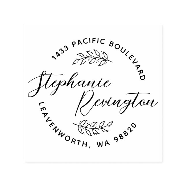 Skript & Löv | Skapa ditt eget Namn & Adress Självfärgande Stämpel (Design)