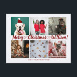 Skript med Heart God jul 6-foton namn Vykort<br><div class="desc">Skript med Heart God jul 6-foton Universal Postcard. Personlig 6-familjesammanfoto Universell Hälsning-vykort med snyggt fotokollage med 6 anpassat bilder,  ditt hälsning-meddelande i elegant handskrivet skriptteckensnitt,  ditt namn,  datum,  år,  meddelande på baksidan i ett modernt och enkelt sans serif-teckensnitt.</div>
