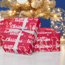 Skript med Heart God jul namn red Presentpapper