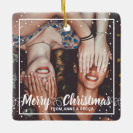 Skript med Heart Photo Red Keepsak Julgransprydnad Keramik