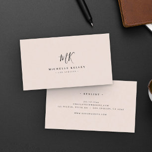 skript med minimal monogram svart Elegant Visitkort