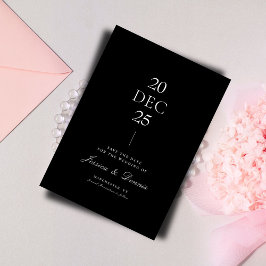 Skript med modern minimal Elegant B&W Spara datum Inbjudningar