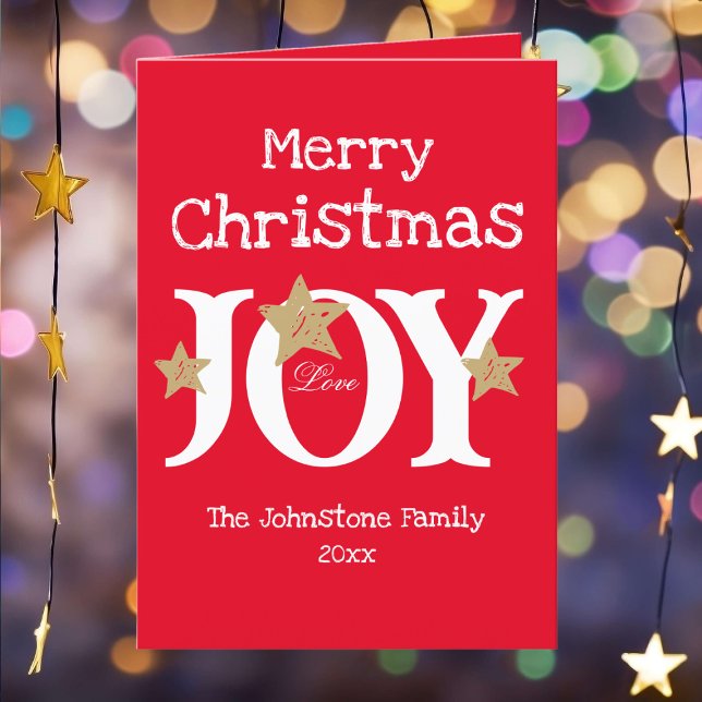 Skript Modern jul - Rött kort för icke-foto-Helgda (Customize these cheerful red Christmas cards as you desire. Perfect for delivering a bit of Joy!)