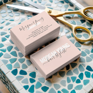 Skript namnteckning modernt  rosa hårstilist visitkort