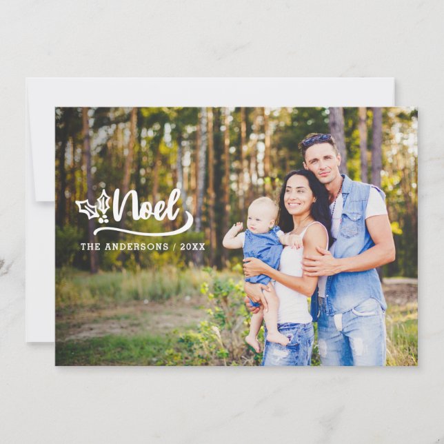 skript, nyans fotomodern helgdag-fotokort julkort (Framsida)