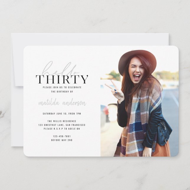 Skript och geometrisk 30-årsfoto inbjudan (Framsida)