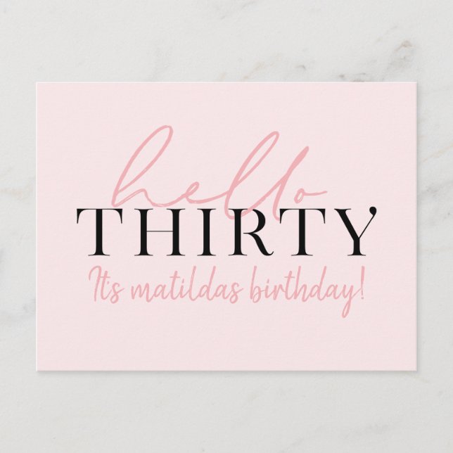 Skript och geometrisk 30års födelsedag vykort (Framsida)