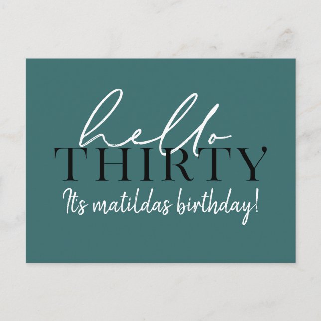 Skript och geometrisk 30års födelsedag vykort (Framsida)