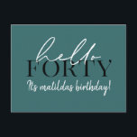 Skript och geometrisk 40-årsdag vykort<br><div class="desc">Modern manus och geometrisk fyrtioårsdag inbjudan. Modern geometrisk bakerska mönster. En del av en samling. Färg kan ändras.</div>