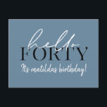 Skript och geometrisk 40-årsdag vykort<br><div class="desc">Modern manus och geometrisk fyrtioårsdag inbjudan. Modern geometrisk bakerska mönster. En del av en samling. Färg kan ändras.</div>