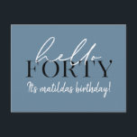 Skript och geometrisk 40-årsdag vykort<br><div class="desc">Modern manus och geometrisk fyrtioårsdag inbjudan. Modern geometrisk bakerska mönster. En del av en samling. Färg kan ändras.</div>