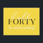Skript och geometrisk 40-årsdag vykort<br><div class="desc">Modern manus och geometrisk fyrtioårsdag inbjudan. Modern geometrisk bakerska mönster. En del av en samling. Färg kan ändras.</div>