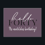 Skript och geometrisk 40-årsdag vykort<br><div class="desc">Modern manus och geometrisk fyrtioårsdag inbjudan. Modern geometrisk bakerska mönster. En del av en samling. Färg kan ändras.</div>