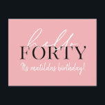 Skript och geometrisk 40-årsdag vykort<br><div class="desc">Modern manus och geometrisk fyrtioårsdag inbjudan. Modern geometrisk bakerska mönster. En del av en samling. Färg kan ändras.</div>