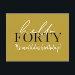 Skript och geometrisk 40-årsdag vykort<br><div class="desc">Modern manus och geometrisk fyrtioårsdag inbjudan. Modern geometrisk bakerska mönster. En del av en samling. Färg kan ändras.</div>