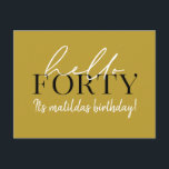 Skript och geometrisk 40-årsdag vykort<br><div class="desc">Modern manus och geometrisk fyrtioårsdag inbjudan. Modern geometrisk bakerska mönster. En del av en samling. Färg kan ändras.</div>