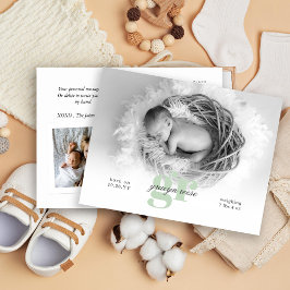 Skript och Monogram Baby-foto Vykort