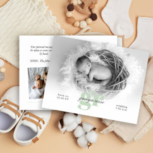 Skript och Monogram Baby-foto Vykort