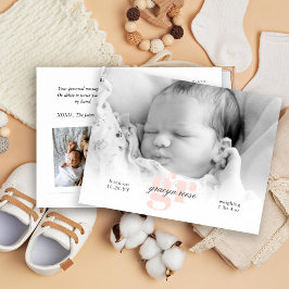 Skript och Rosa Monogram Baby Photo Vykort