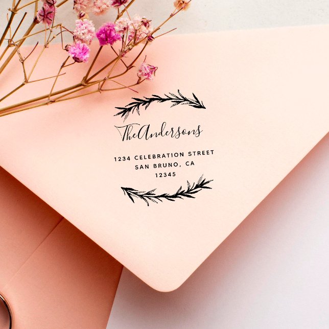 Skript och Rosemary | Botanisk Returadress Stämpel (Skapare uppladdad)