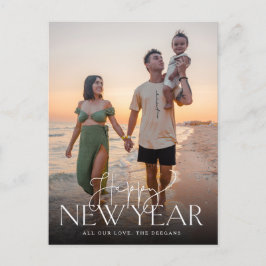 Skript- och Sans Flat New Years Postcard-Lodrät Helg Vykort